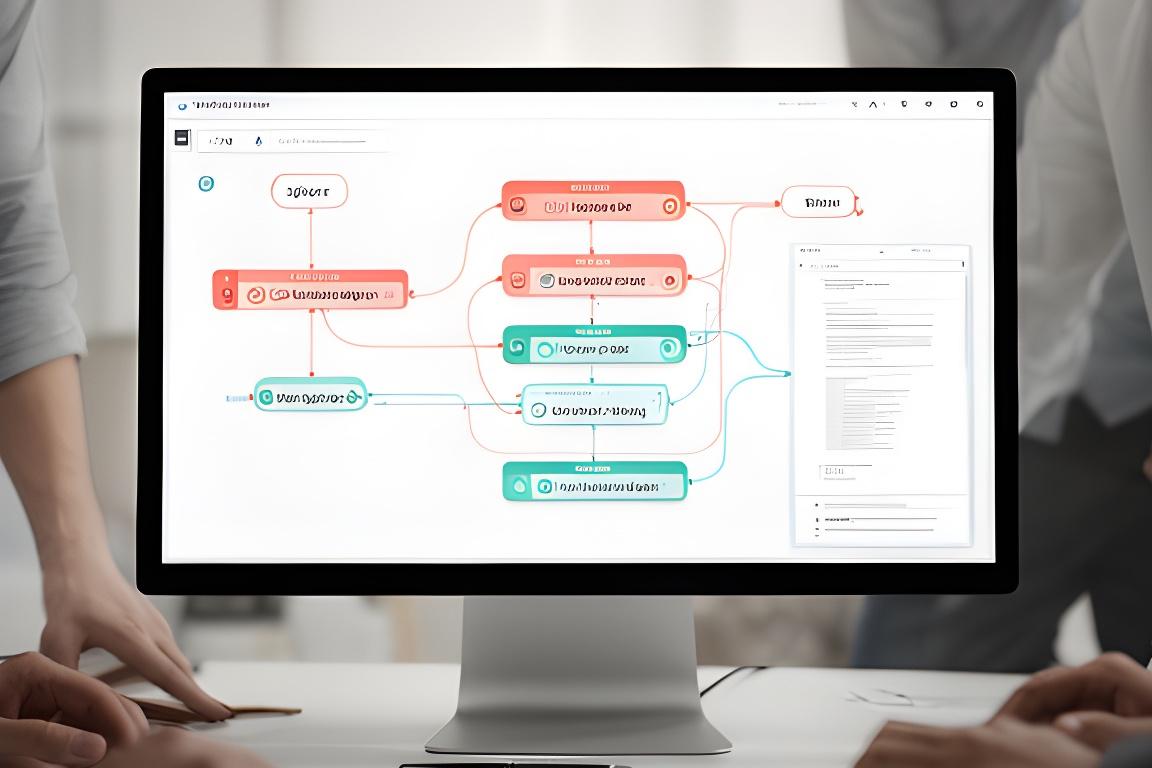 Workflow builder interface showing document steps, signer routing, and conditional approvals on a desktop screen